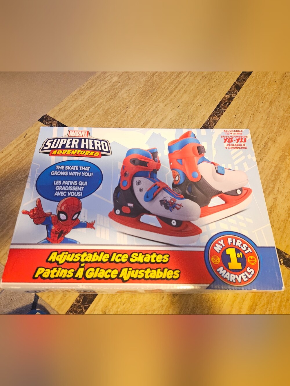 Marvel Kids Spider-Man Adjustable Ice Skates - Red, Blue, White